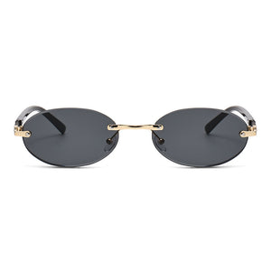 Trimming Oval Frame Sunglasses Frameless Hot Girl Sunglasses